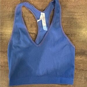 FP Movement by Free People Ribbed V-Neck Racerback Tank in Periwinkle Blue